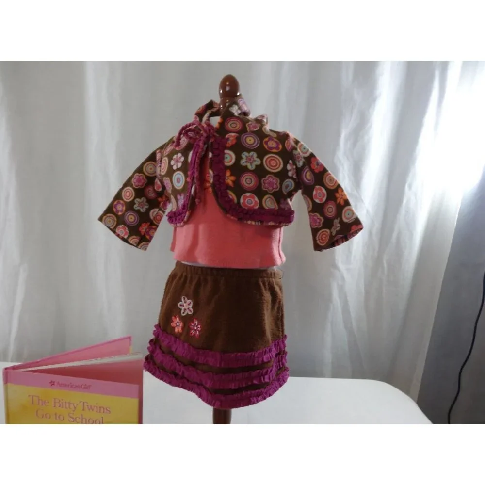 American Girl Bitty Baby Twin School Time Skirt Outfit With Book‎